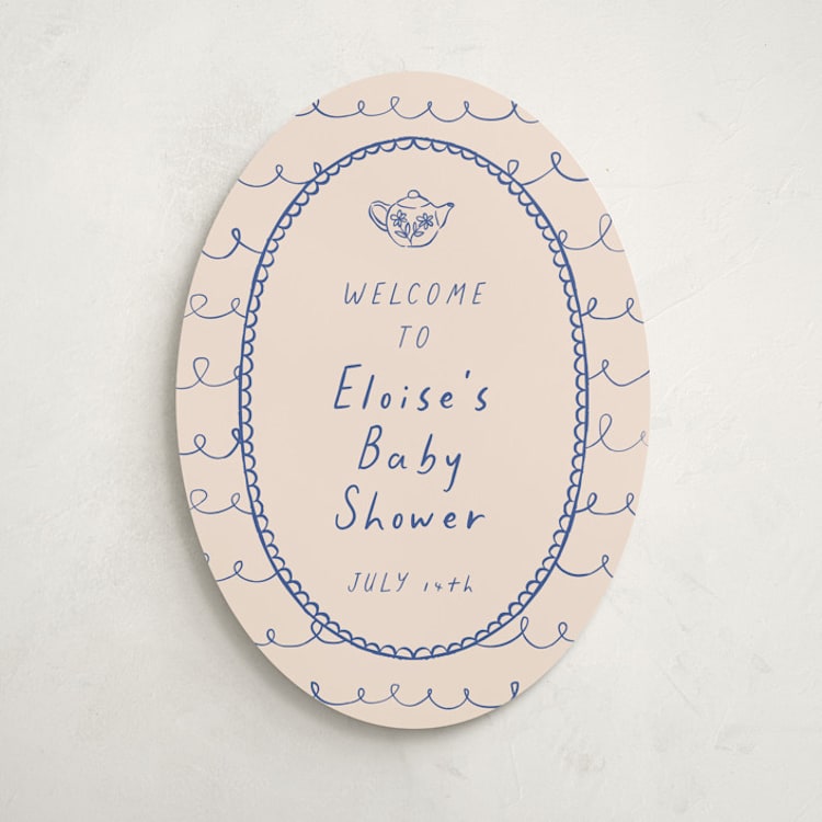 "Doodle Tea Party" - Baby Shower Welcome Signs in Fine China by Carmia C. - Front