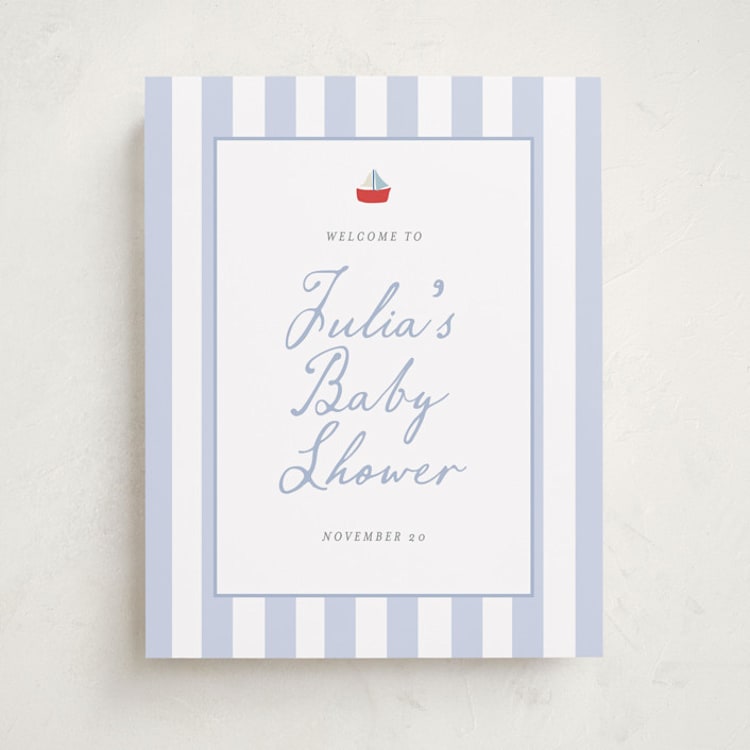 "Sail Boats Baby" - Baby Shower Welcome Signs in Periwinkle by Angela Thompson - Front