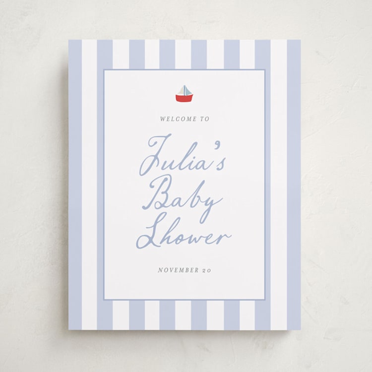 "Sail Boats Baby" - Baby Shower Welcome Signs in Periwinkle by Angela Thompson - Front