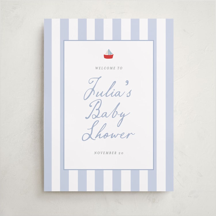 "Sail Boats Baby" - Baby Shower Welcome Signs in Periwinkle by Angela Thompson - Front