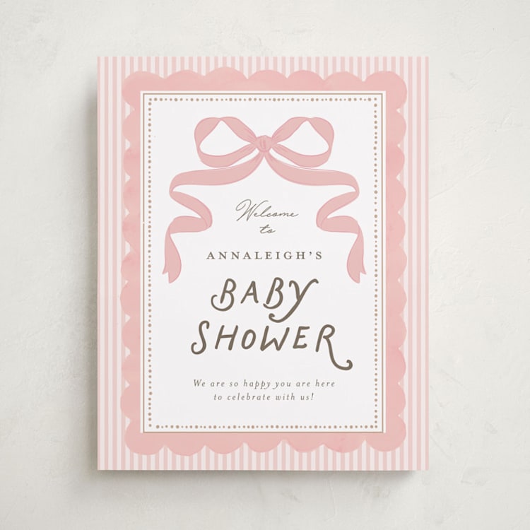 "Fia" - Baby Shower Welcome Signs in Blush by Itsy Belle Studio - Front