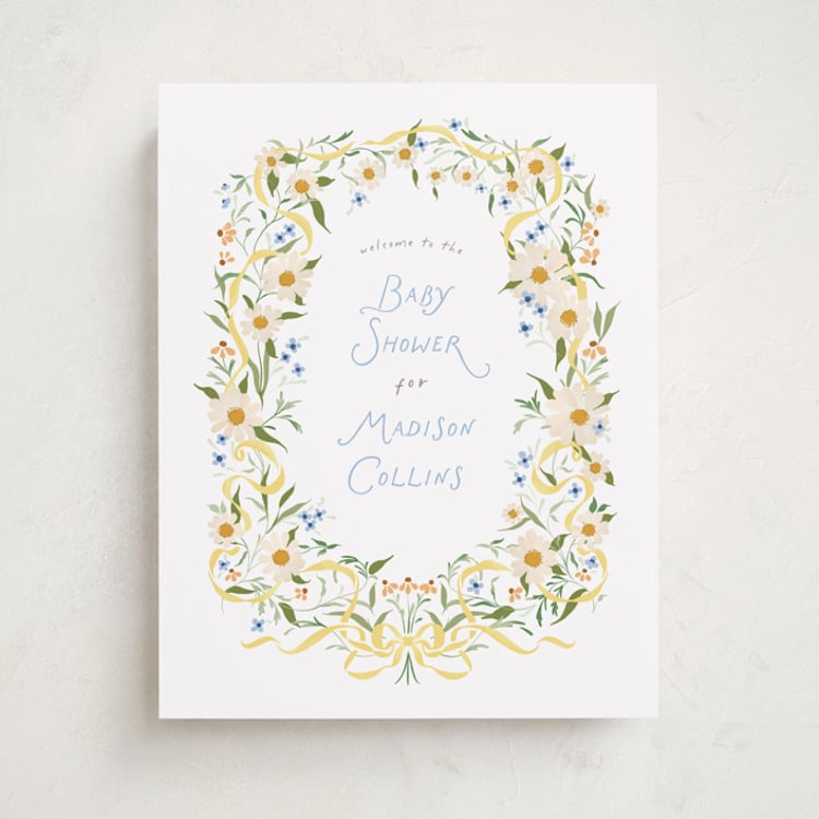 "Daisy Chain" - Baby Shower Welcome Signs in Sunshine by Erin L. Wilson - Front