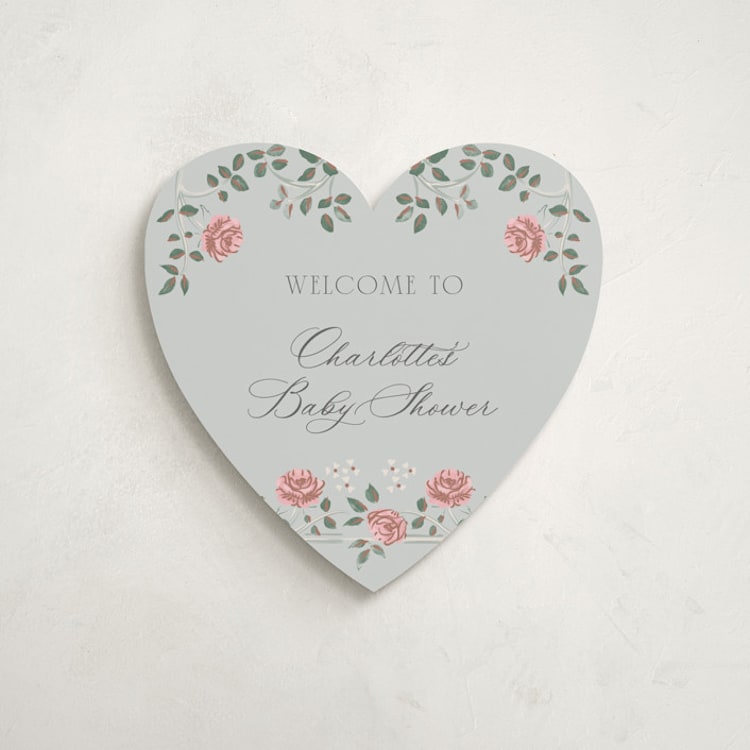 "Parisian Roses" - Baby Shower Welcome Signs in Antique Sky by Ana de Sousa - Front