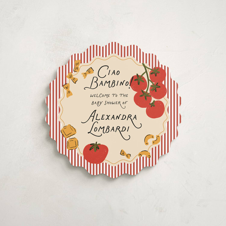 "Pasta Sauce" - Baby Shower Welcome Signs in Tomato by Jenna Holcomb - Front