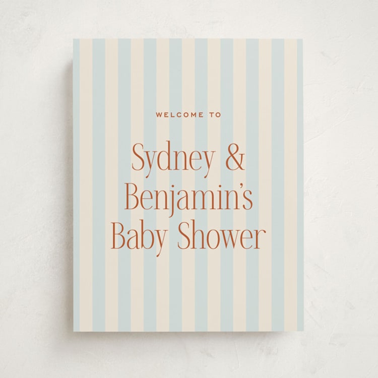 "we're having a party" - Baby Shower Welcome Signs in Powder Blue by Ellen Schlegelmilch - Front