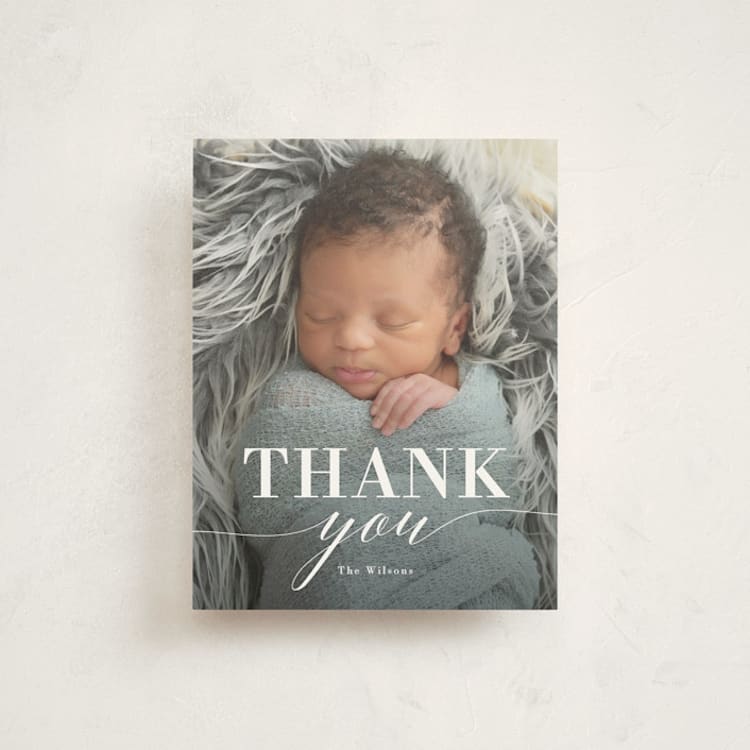 "Little Hello" - Flat Birth Announcement Thank You Cards in Cloud by Susan Asbill - Front