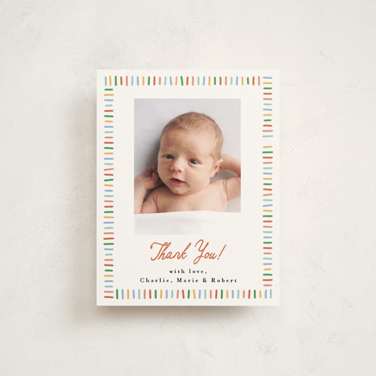 "Coloring Book" - Flat Birth Announcement Thank You Cards in Rainbow by Maria Alou - Front