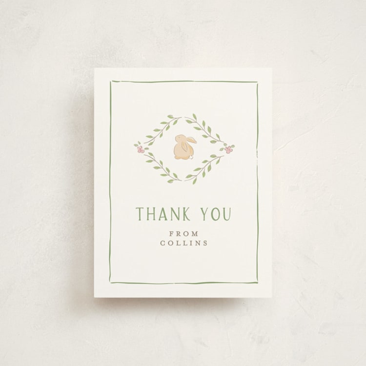 "Storybook Frame" - Flat Birth Announcement Thank You Cards in Garden by Susan Zinader - Front