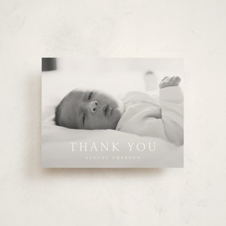 "Bold Intro" - Flat Birth Announcement Thank You Cards in Cotton by Olivia Raufman - Front