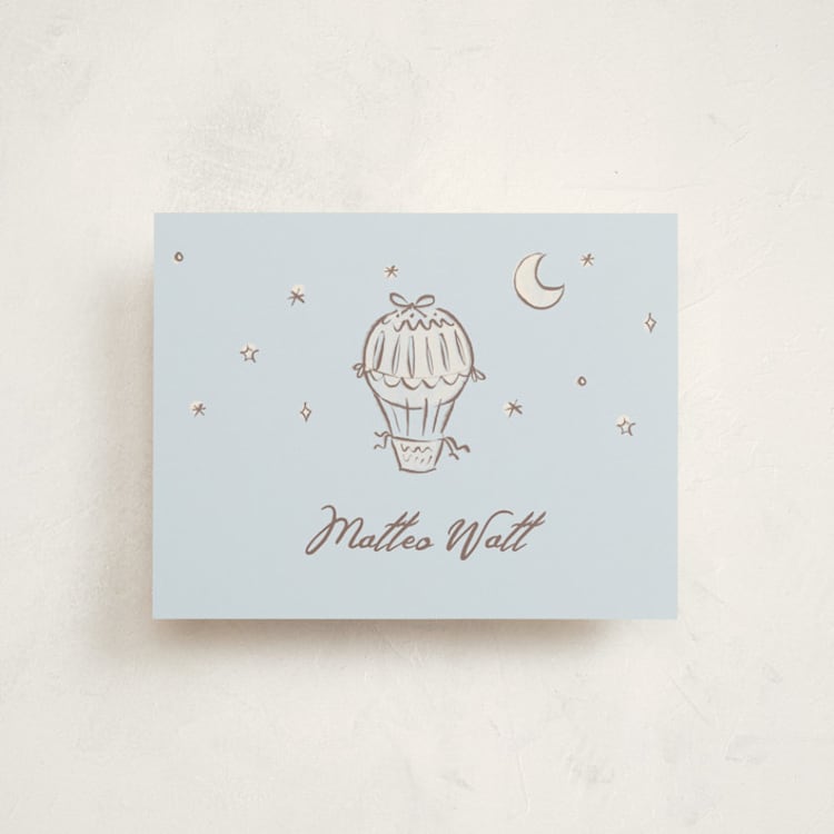 "Up Up" - Flat Birth Announcement Thank You Cards in Sky by Pati Cascino - Front