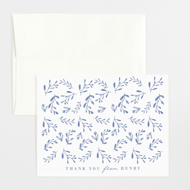 "Classic Baby Monogram" - Flat Birth Announcement Thank You Cards in Cobalt Blue by Susan Brown - Front