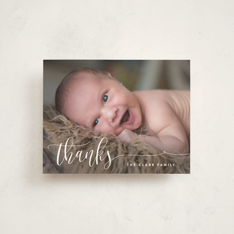 "Featured Name" - Flat Birth Announcement Thank You Cards in Cotton by Hooray Creative - Front