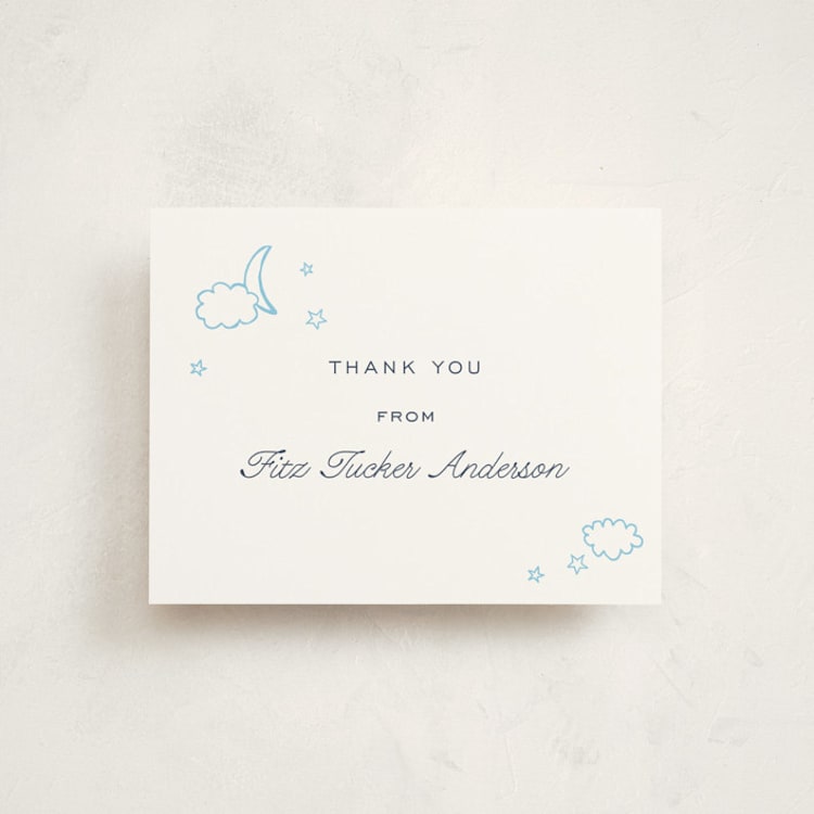 "Luna" - Flat Birth Announcement Thank You Cards in Lake by Megan Davis - Front