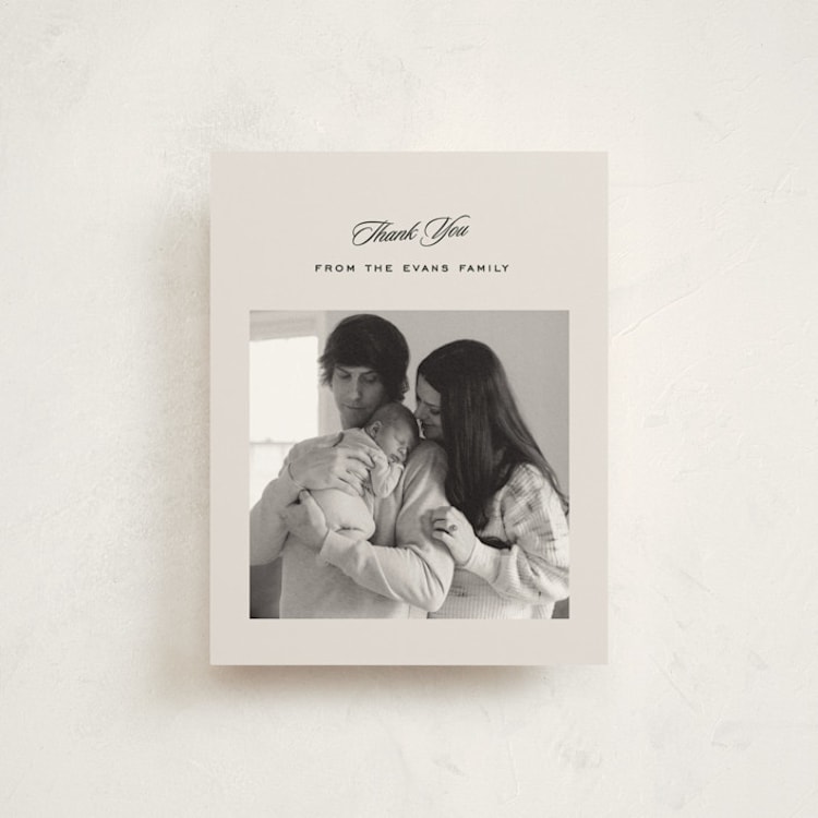 "Story" - Flat Birth Announcement Thank You Cards in Parchment by Lea Delaveris - Front