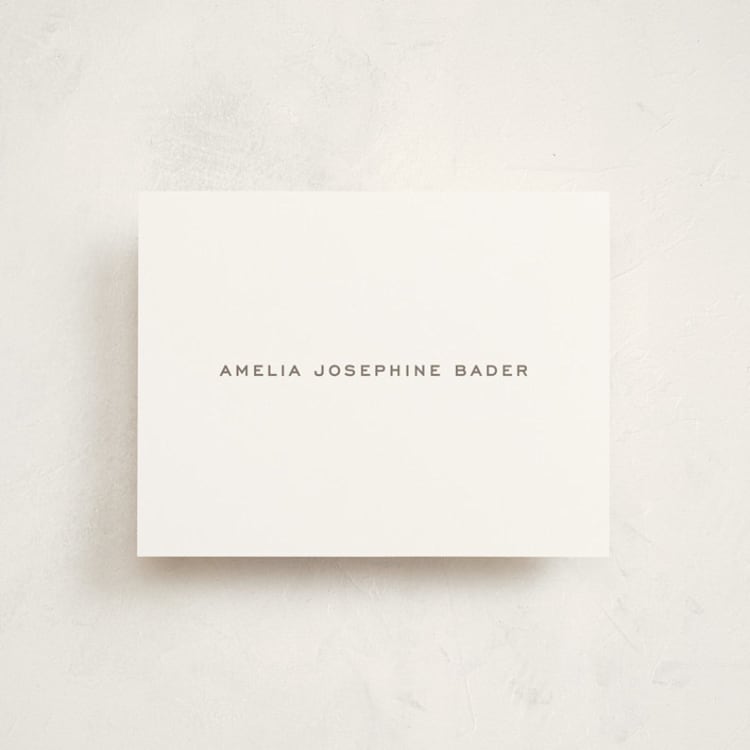 "Soho" - Flat Birth Announcement Thank You Cards in Fawn by Megan Davis - Front