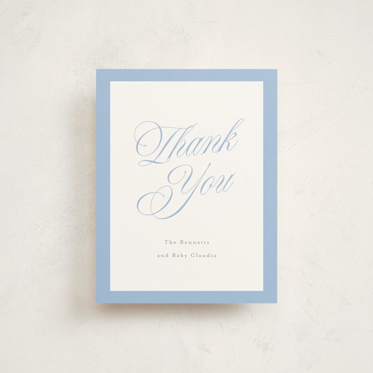 "Bundle of Sweetness" - Flat Birth Announcement Thank You Cards in Powder by Cindy Reynolds - Front