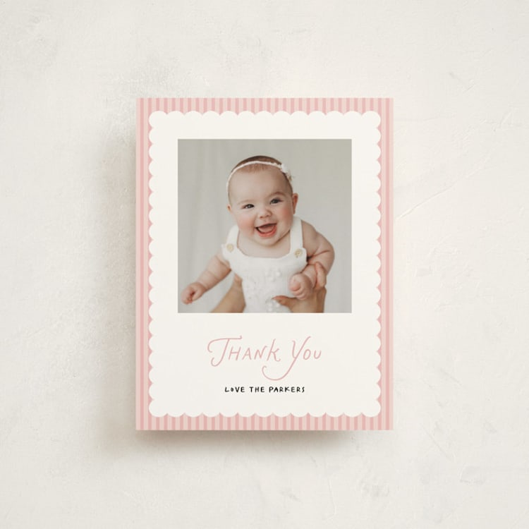 "handdrawn style" - Flat Birth Announcement Thank You Cards in Marshmallow by Benita Crandall - Front