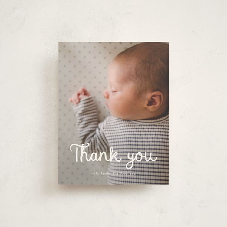 "Morning Coffee" - Flat Birth Announcement Thank You Cards in Cotton by Adelyn T. - Front