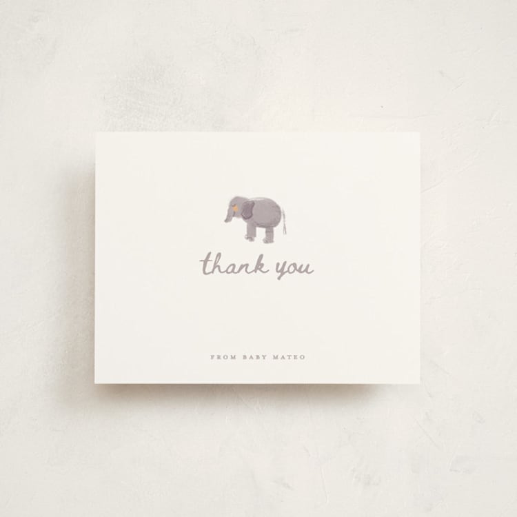 "Baby Safari" - Flat Birth Announcement Thank You Cards in Milk by Gwen Bedat - Front