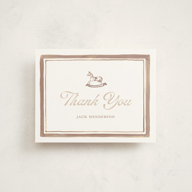 "Horse" - Flat Birth Announcement Thank You Cards in Honey by Teju Reval - Front