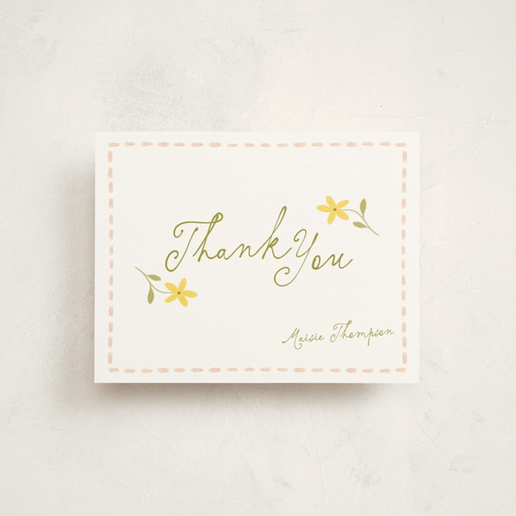 "Daisy" - Flat Birth Announcement Thank You Cards in Daffodil by Morgan Kendall - Front