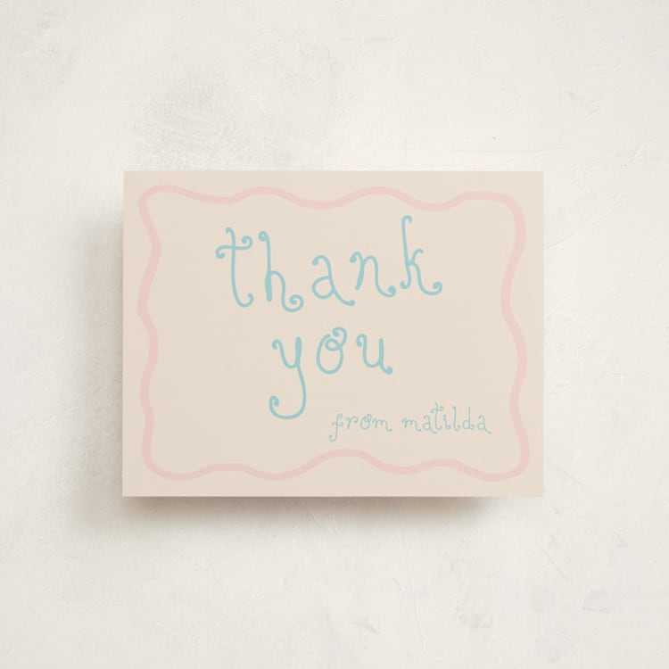 "Frosting" - Flat Birth Announcement Thank You Cards in Blush by Morgan Kendall - Front