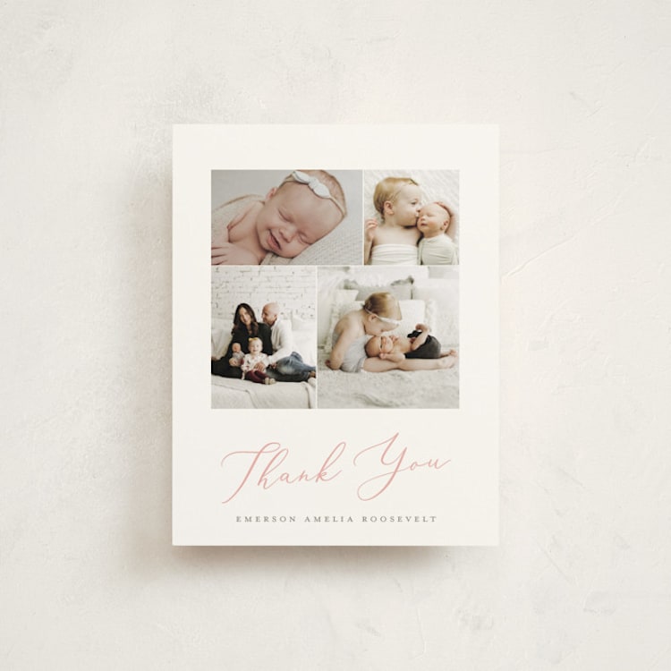 "Namely" - Flat Birth Announcement Thank You Cards in Blush by Sarah Brown - Front