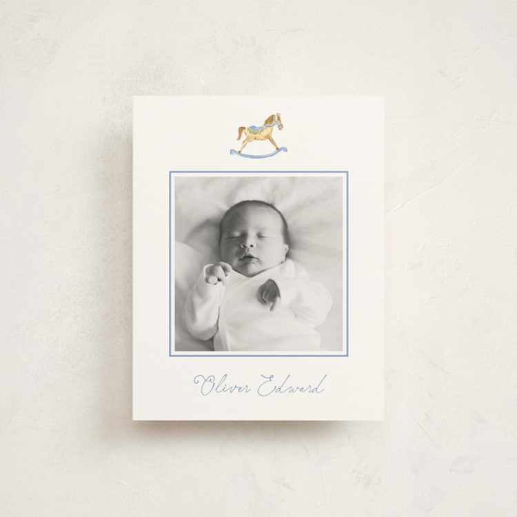 "Ternure" - Flat Birth Announcement Thank You Cards in Powder by Pati Cascino - Front