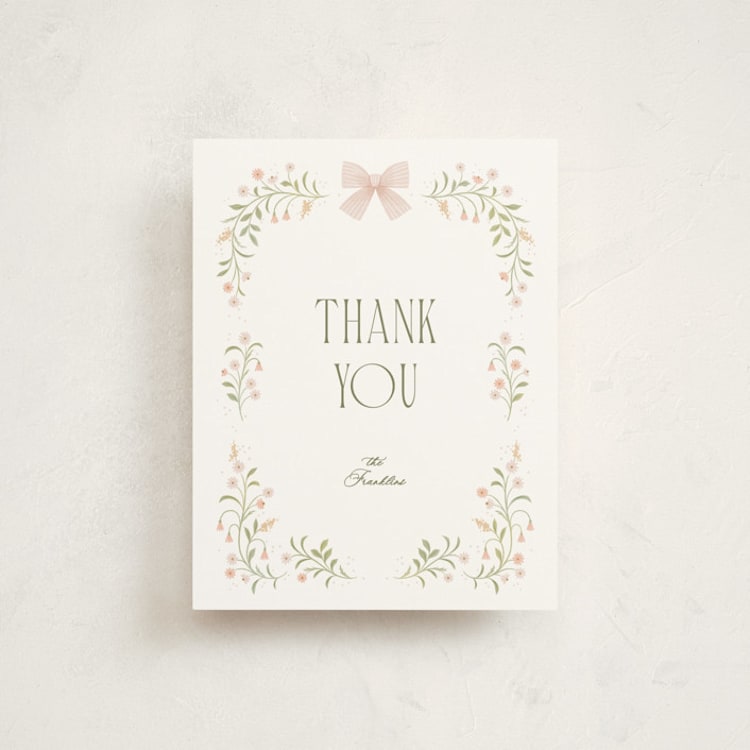 "Sweet Adelaide" - Flat Birth Announcement Thank You Cards in Blush by Paper Raven Co. - Front