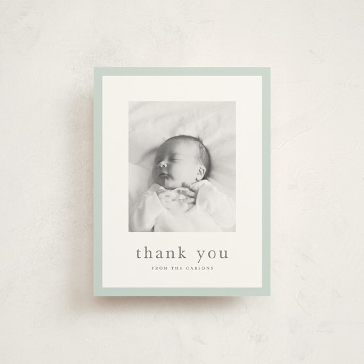 "little gallery" - Flat Birth Announcement Thank You Cards in Pool by Sarah Curry - Front