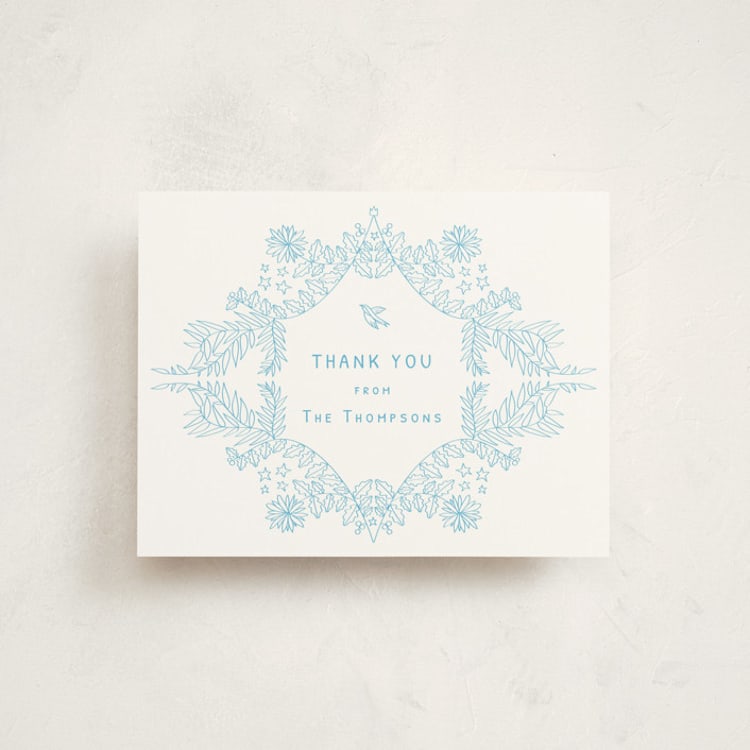 "My Little World Tour" - Flat Birth Announcement Thank You Cards in Cerulean by Paloma Morand Monteil - Front