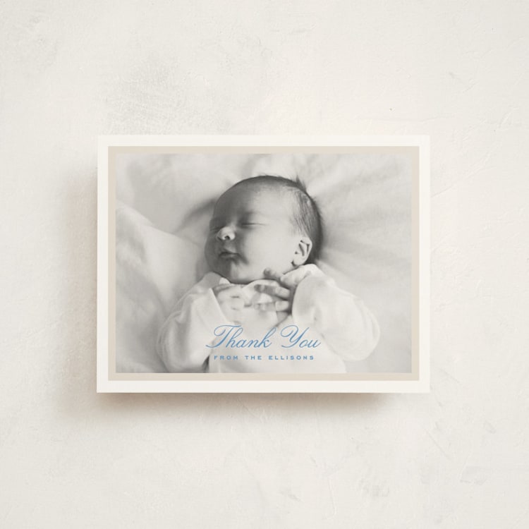 "Opus" - Flat Birth Announcement Thank You Cards in Tugboat by Alexandra Cohn - Front