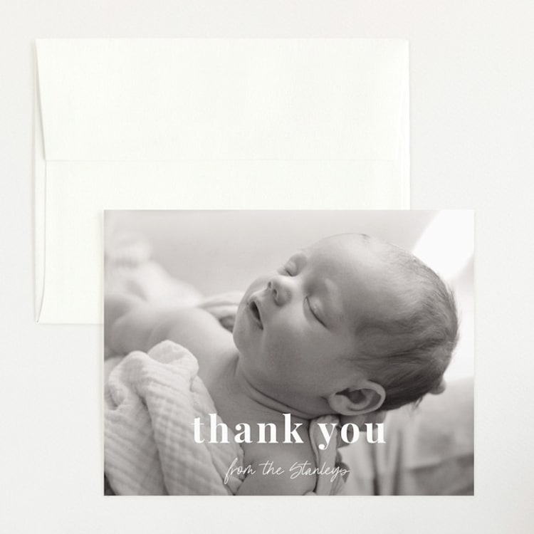 "Introduction" - Flat Birth Announcement Thank You Cards in Cloud by Sara Hicks Malone - Front