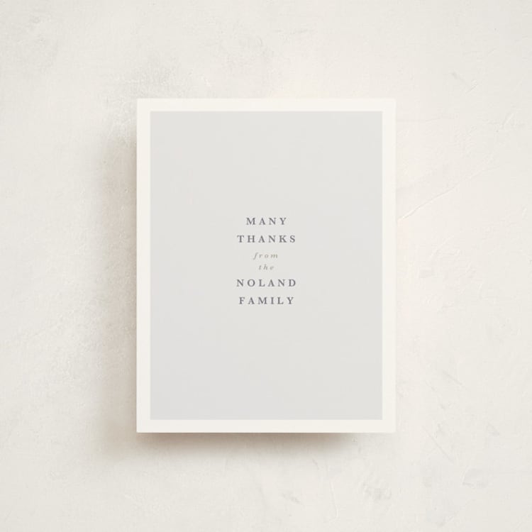 "Love Multiplies" - Flat Birth Announcement Thank You Cards in Dusty Blue by Julie Murray - Front