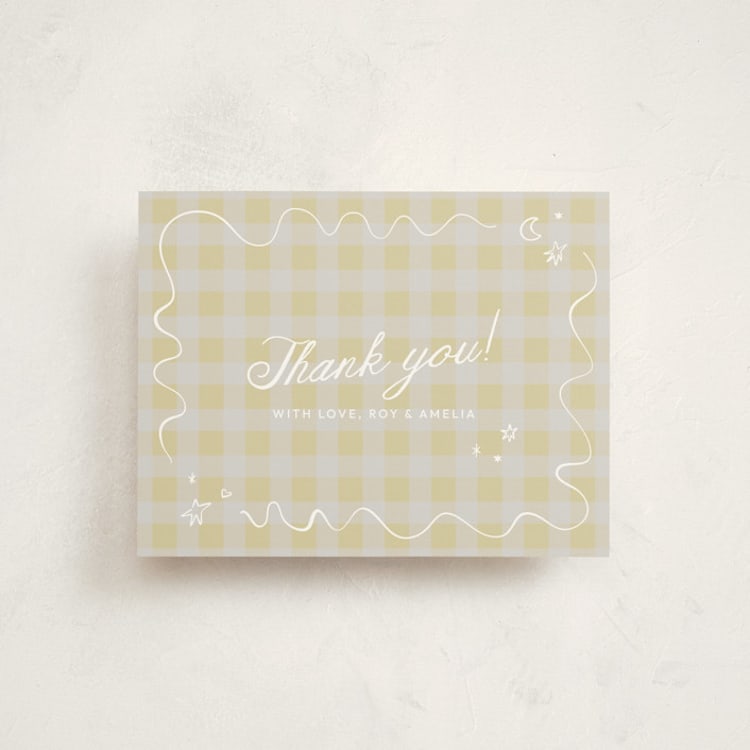 "Dreamland" - Flat Birth Announcement Thank You Cards in Linen by Zove Ahhh - Front
