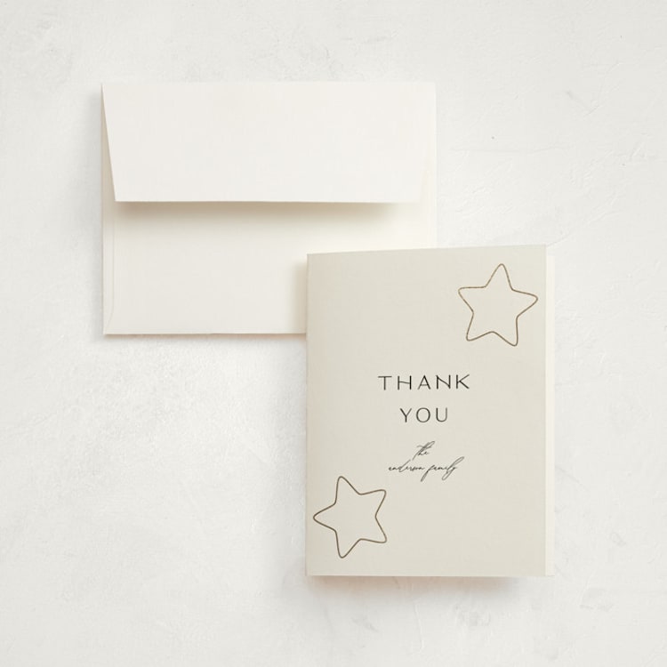 "Cute Stars" - Foil-Pressed Birth Announcement Thank You Cards in Snow by Iveta Angelova - Front