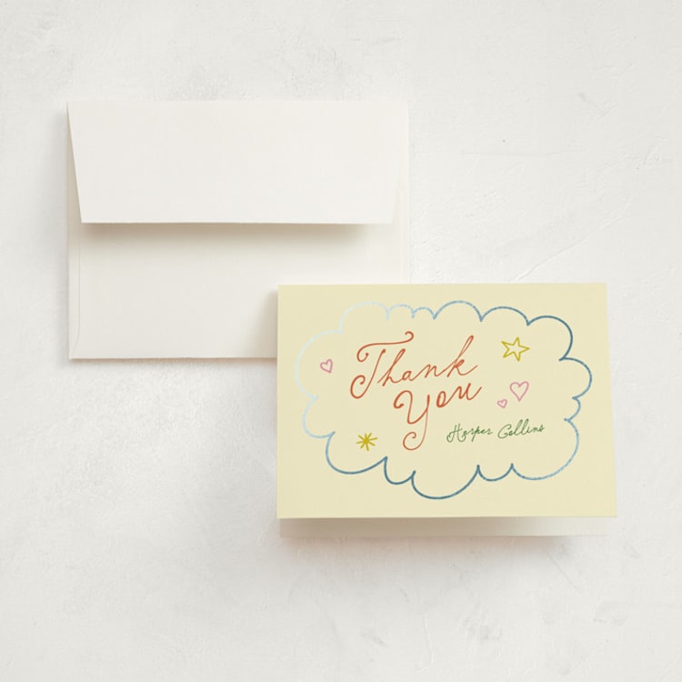 "Whimsy" - Foil-Pressed Birth Announcement Thank You Cards in Confetti by Inkblot Design - Front