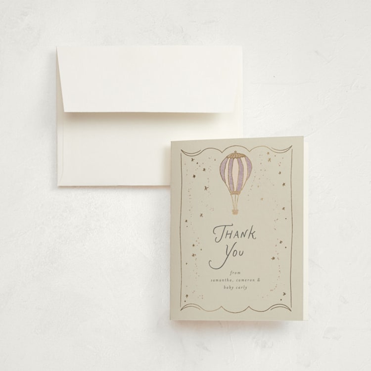 "balloon whimsy" - Foil-Pressed Birth Announcement Thank You Cards in Lilac by Summer Winkelman - Front