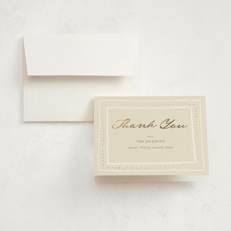 "Tiny Treasure" - Foil-Pressed Birth Announcement Thank You Cards in Daisy by Stephanie Heinrich Godbout - Front