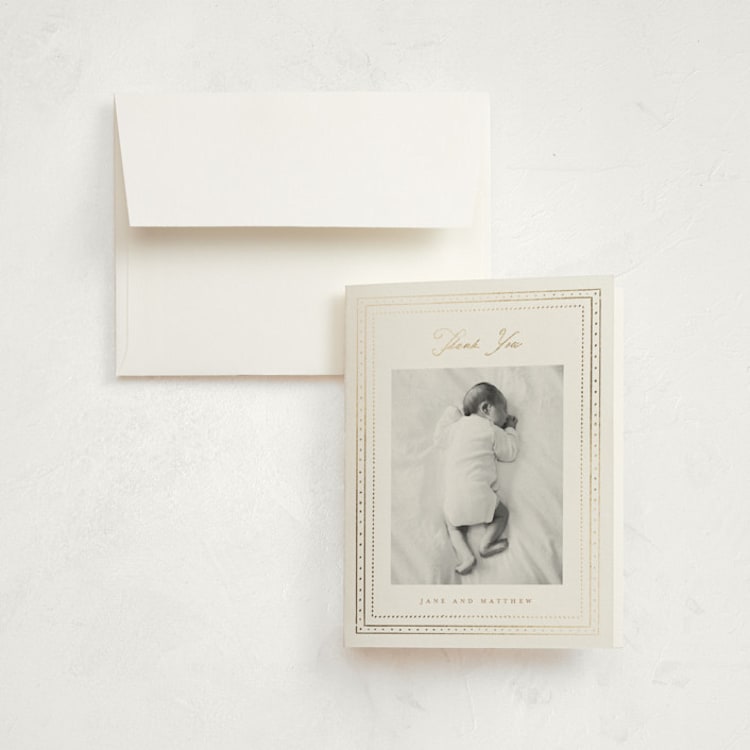 "Aire" - Foil-Pressed Birth Announcement Thank You Cards in Cloud by Jelena Vuletic - Front