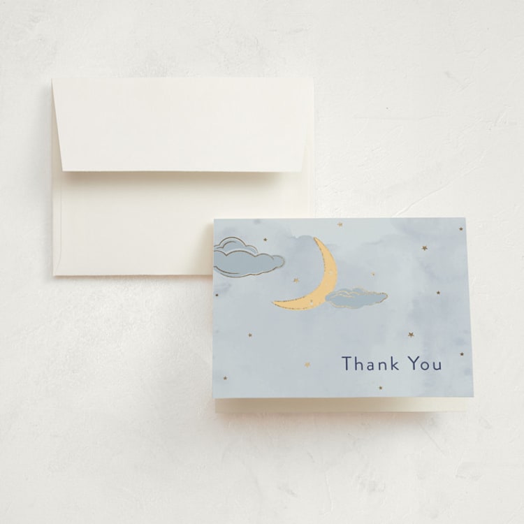 "Sweet Dreams" - Foil-Pressed Birth Announcement Thank You Cards in Night by letterfix - Front