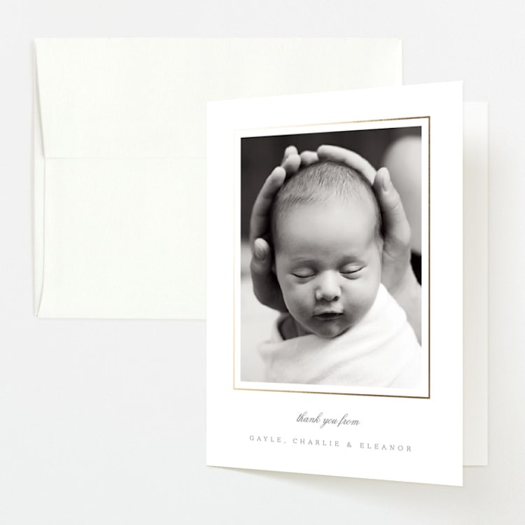 "weensy" - Foil-Pressed Birth Announcement Thank You Cards in Coal by Sara Hicks Malone - Front