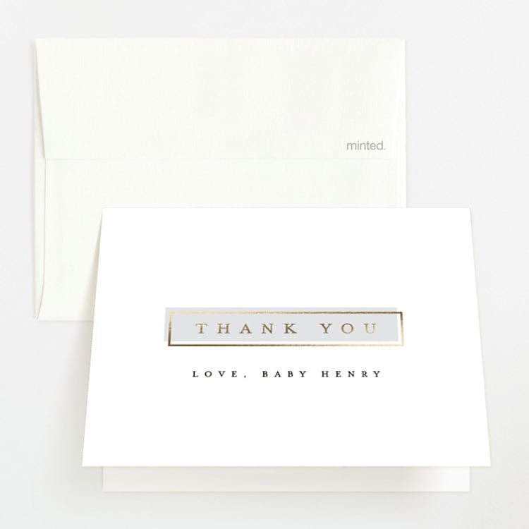 "Modern Stats" - Foil-Pressed Birth Announcement Thank You Cards in Cloud by Erica Krystek - Front