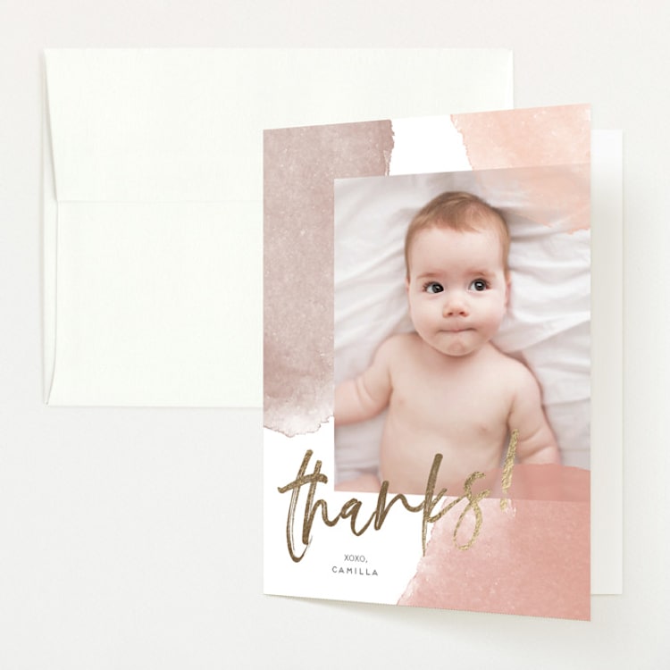 "nature new" - Foil-Pressed Birth Announcement Thank You Cards in Clay by silverscreen studio - Front