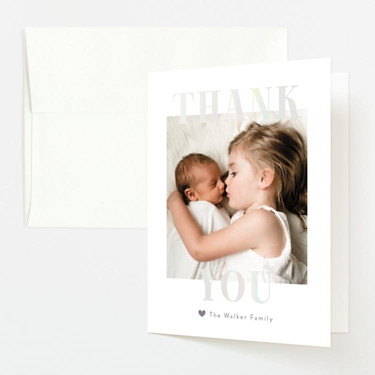 "BFFs" - Gloss-Press Birth Announcement Thank You Cards in Mauve by Pink House Press - Front