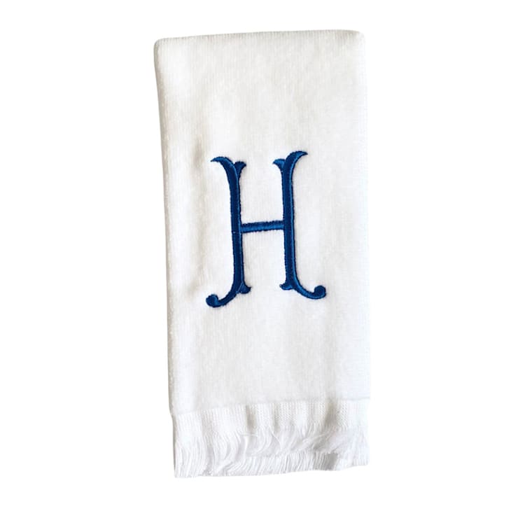 "Personalized Fingertip Towel" - Bath Towels in white by Virginia Marcello