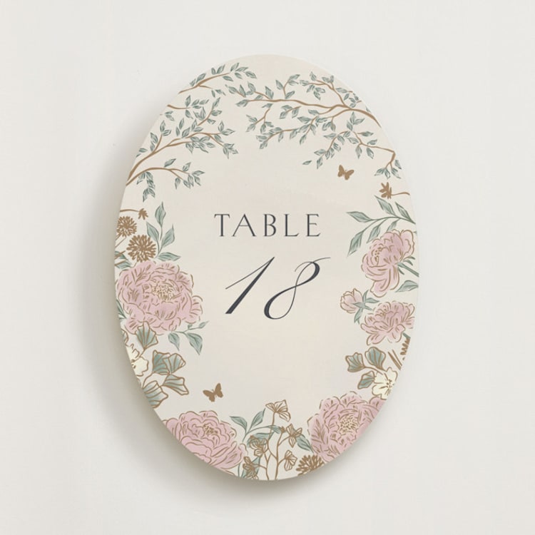 "Dancing in the Garden Blush Meadow (set of 20)" - Table Number Sets in Blush Meadow by Grae - Front