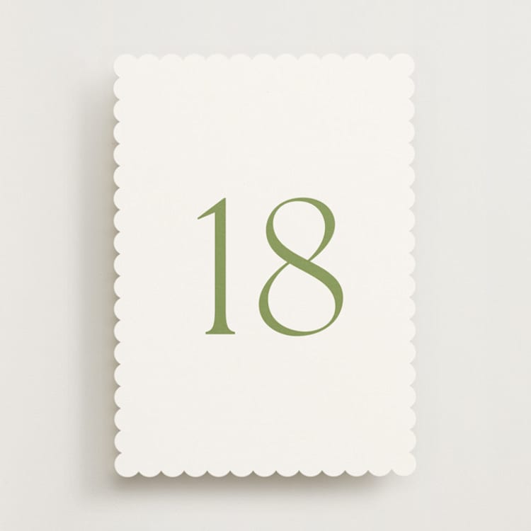 "Perriand Moss (set of 20)" - Table Number Sets in Moss by Megan Davis - Front