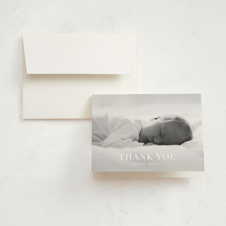 "simply named" - Birth Announcement Thank You Cards in Snow by Sarah Curry - Front
