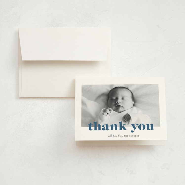 "Bold Nickname" - Birth Announcement Thank You Cards in Bluebird by Shirley Lin Schneider - Front